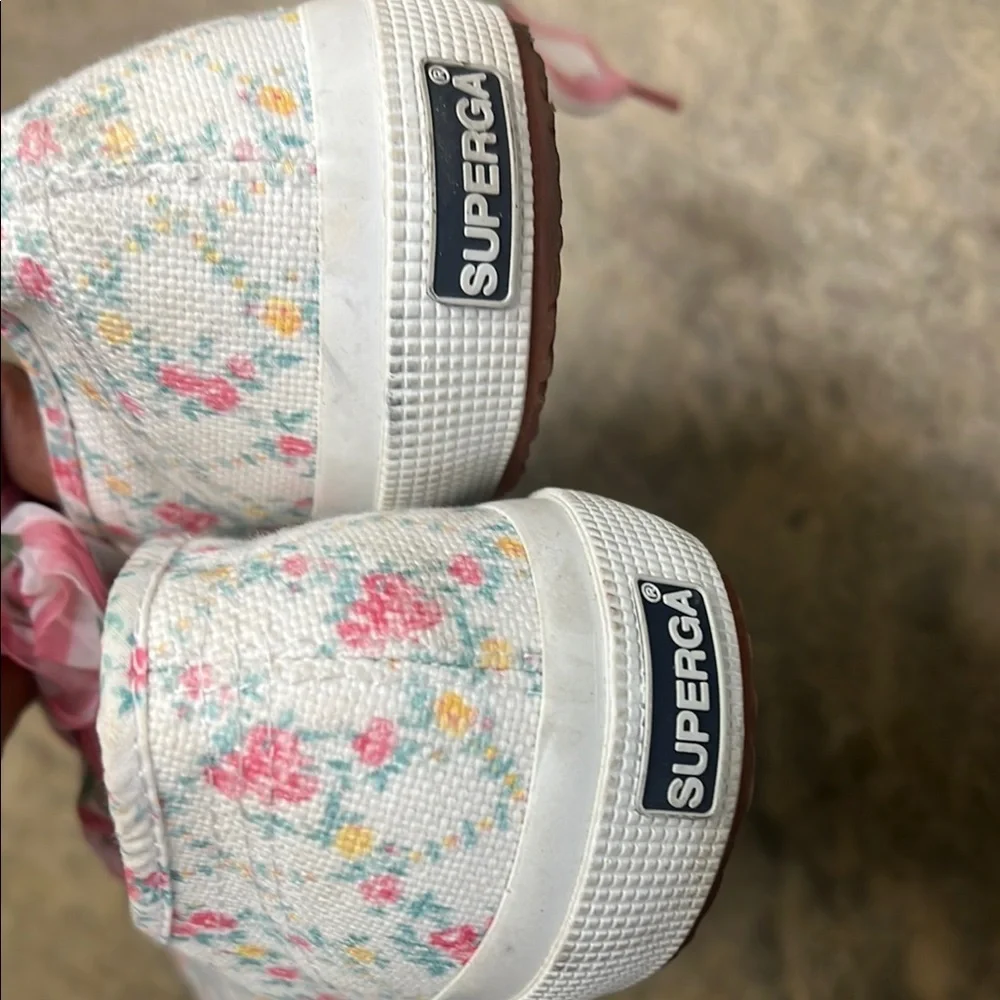 Beautiful Loveshack Fancy × Superga white floral sneakers  size 39/8.5 - Picture 3 of 7